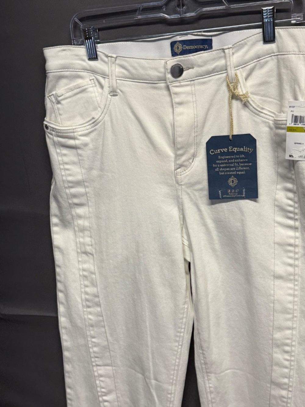 Democracy Ab Solution White High Rise Straight Leg Jeans Crop Paneled Sz 14 NWT - Picture 5 of 14